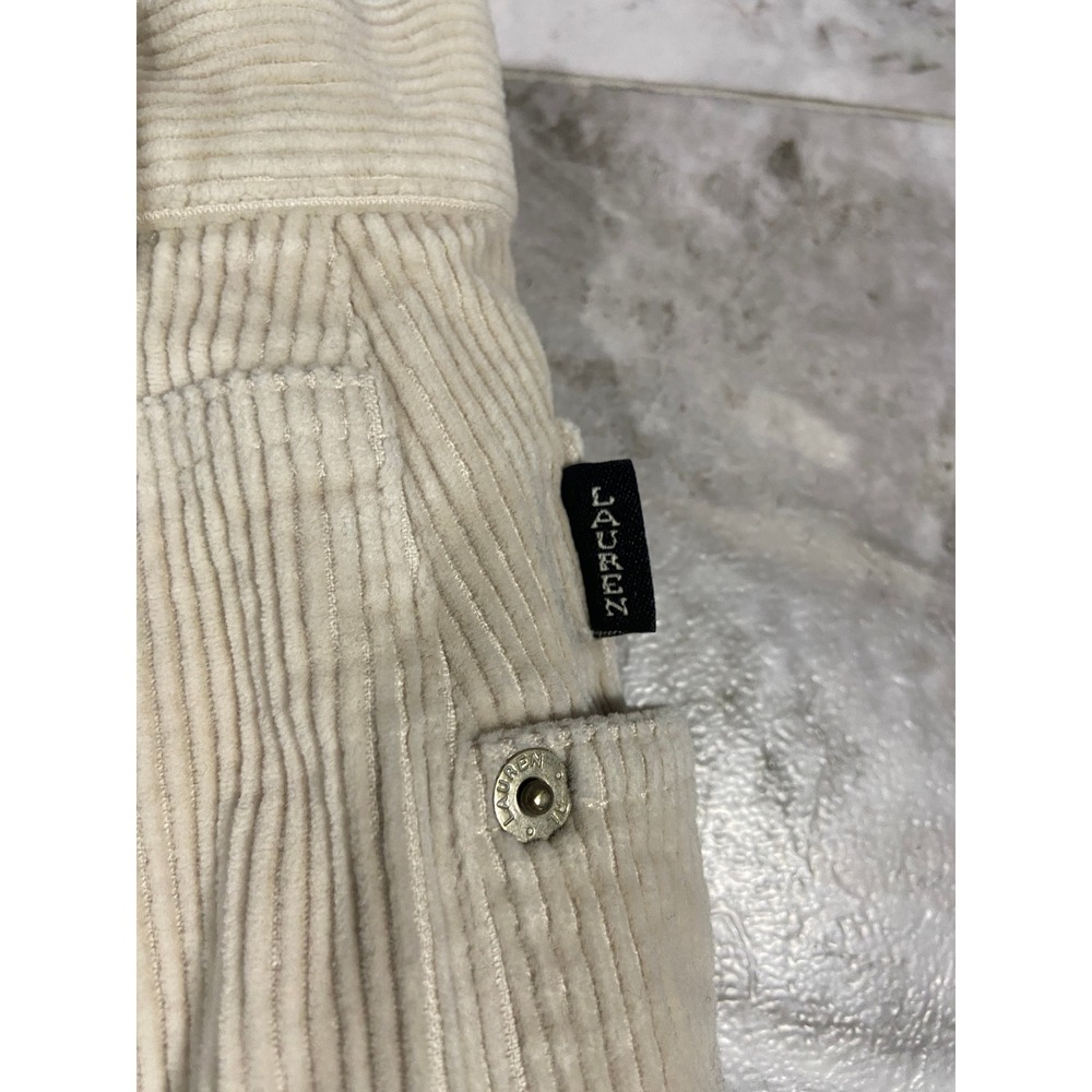 Lauren Ralph Lauren Beige Corduroy Pants Women's Size 16 Wide Leg Casual *FLAW - Picture 5 of 13